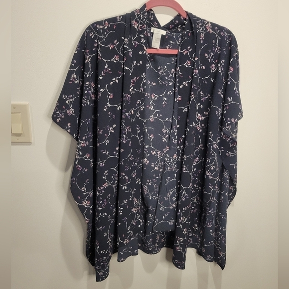 J. Jill Other - J jill Free size navy floral boho lightweight kimono